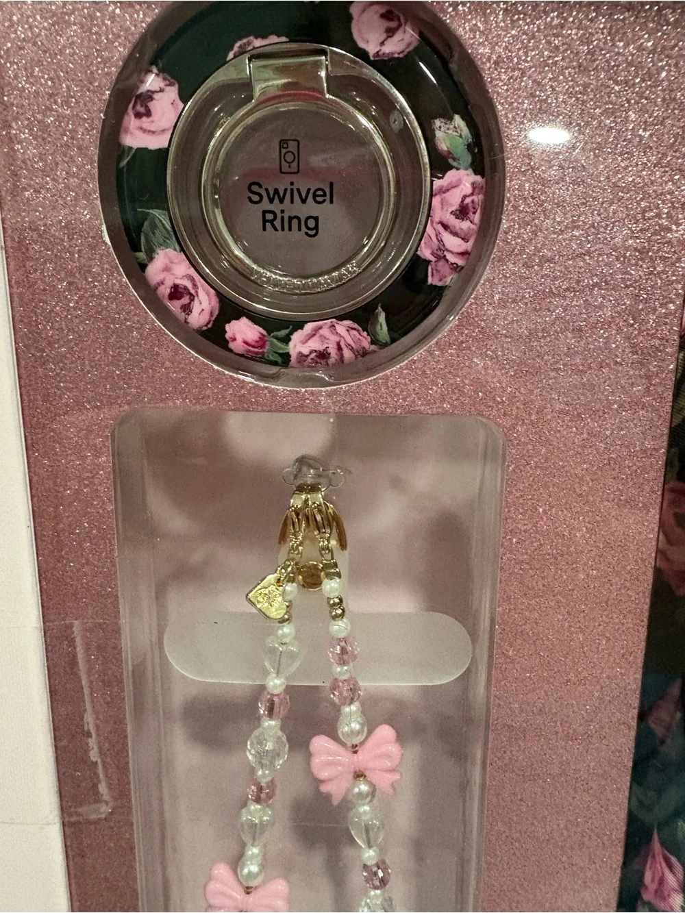 NIB Velvet Caviar Black & Pink Floral Phone Accessory Set